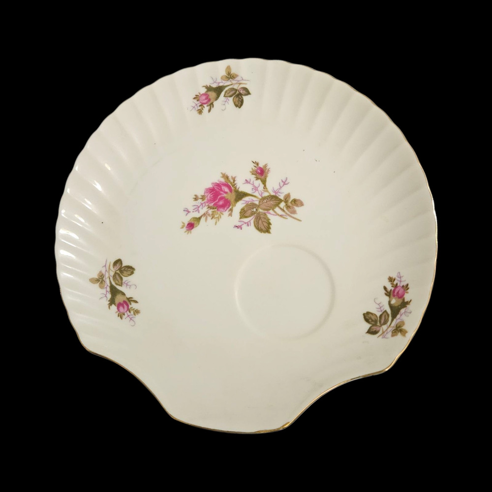 Vintage Japan Floral Porcelain Shell Shaped Snack Plate Pink Roses 31/10A